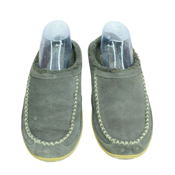 LL Bean Mountain Gray Suede Nonslip Comfort Fleece Lined Slipper Scuffs Size 8 M - Picture 5 of 9